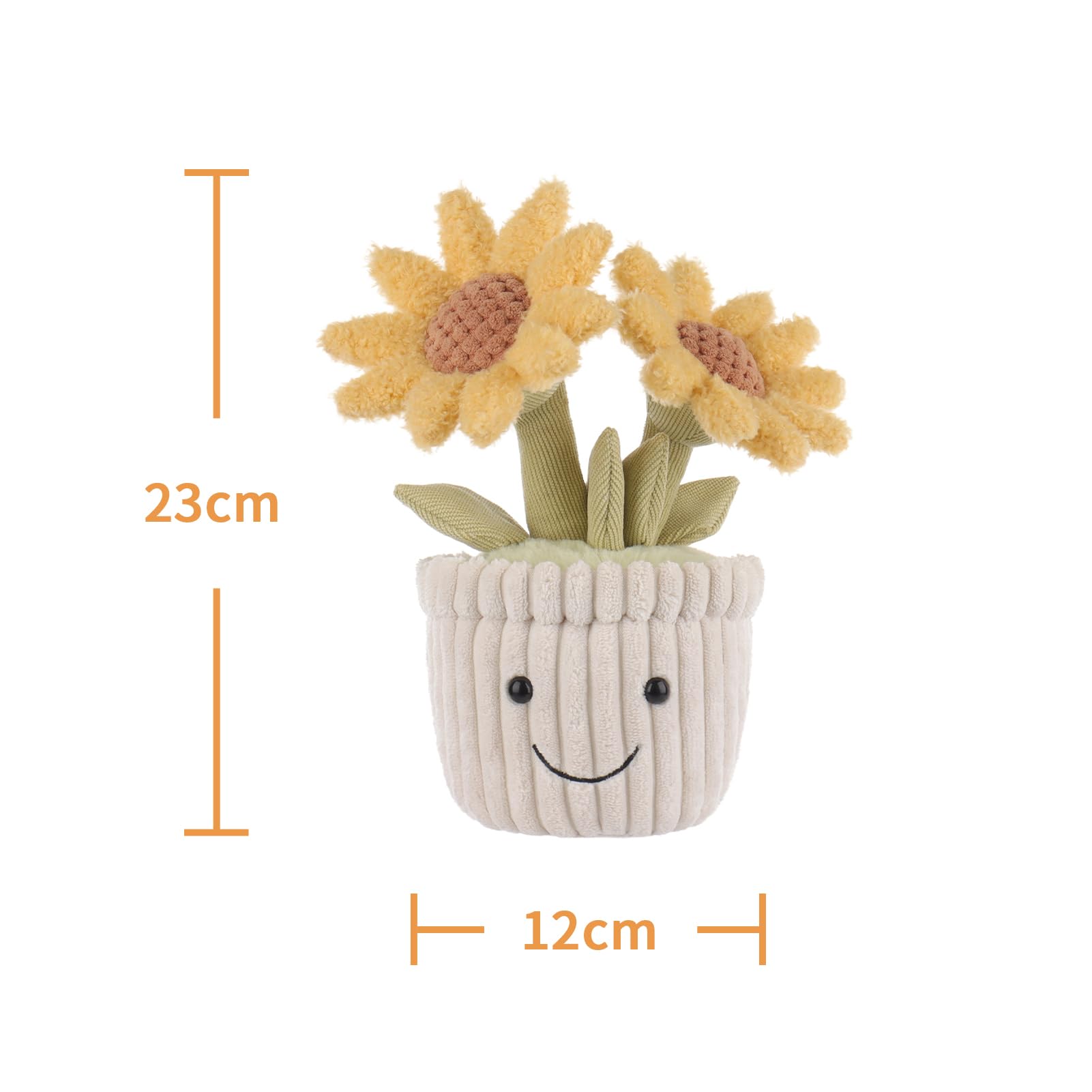 Apricot Lamb Sonnenblume Pflanzen Blume Plüschtiere für Kinder, weiche niedliche Kuscheltier für Baby Mädchen und Jungen, Flauschige Sonnenblume Gelb 23 cm