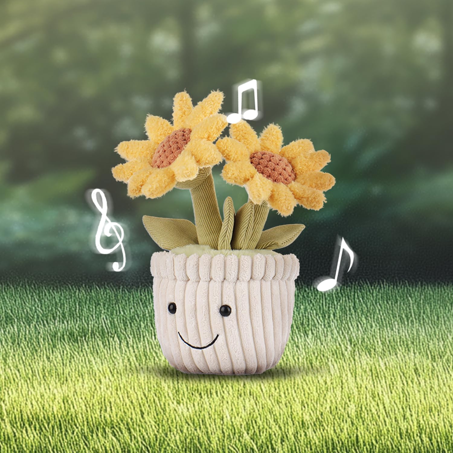 Apricot Lamb Sonnenblume Pflanzen Blume Plüschtiere für Kinder, weiche niedliche Kuscheltier für Baby Mädchen und Jungen, Flauschige Sonnenblume Gelb 23 cm