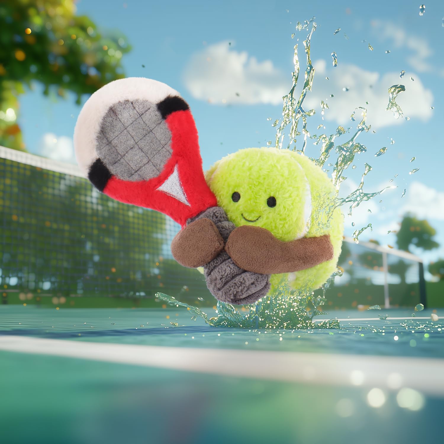 Apricot Lamb Tennis Ball Sport Plüschtiere für Kinder, weiche niedliche Kuscheltier für Baby Mädchen und Jungen, Flauschige Tennis Grün 12 cm