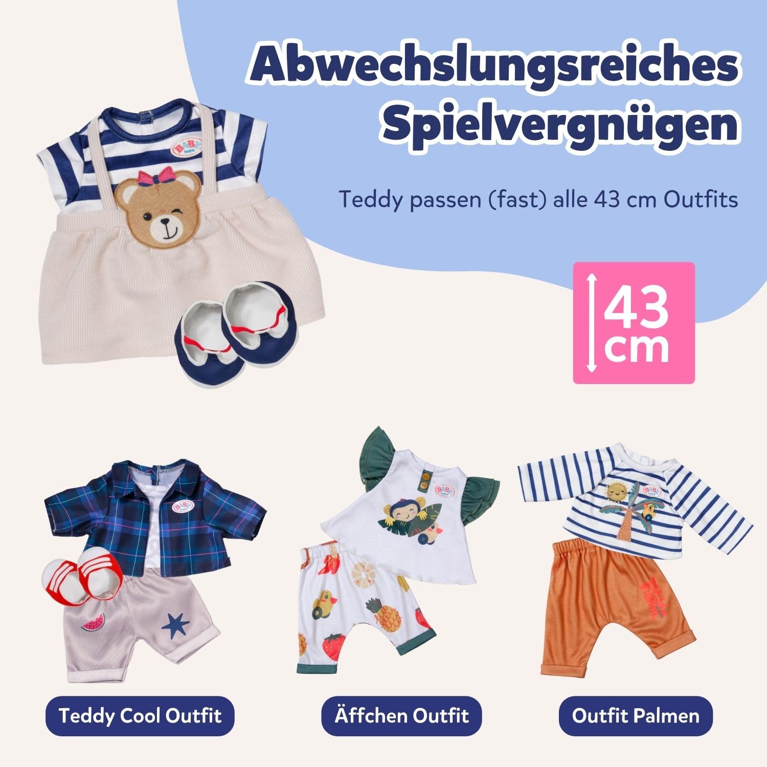 BABY Born Singender Teddy - Plüschbär mit Soundfunktion & weißem Strampler - Bewegliche Arme & Beine - Geeignet für Kinder ab 18 Monaten - singt 5 deutsche Lieder aus der Serie