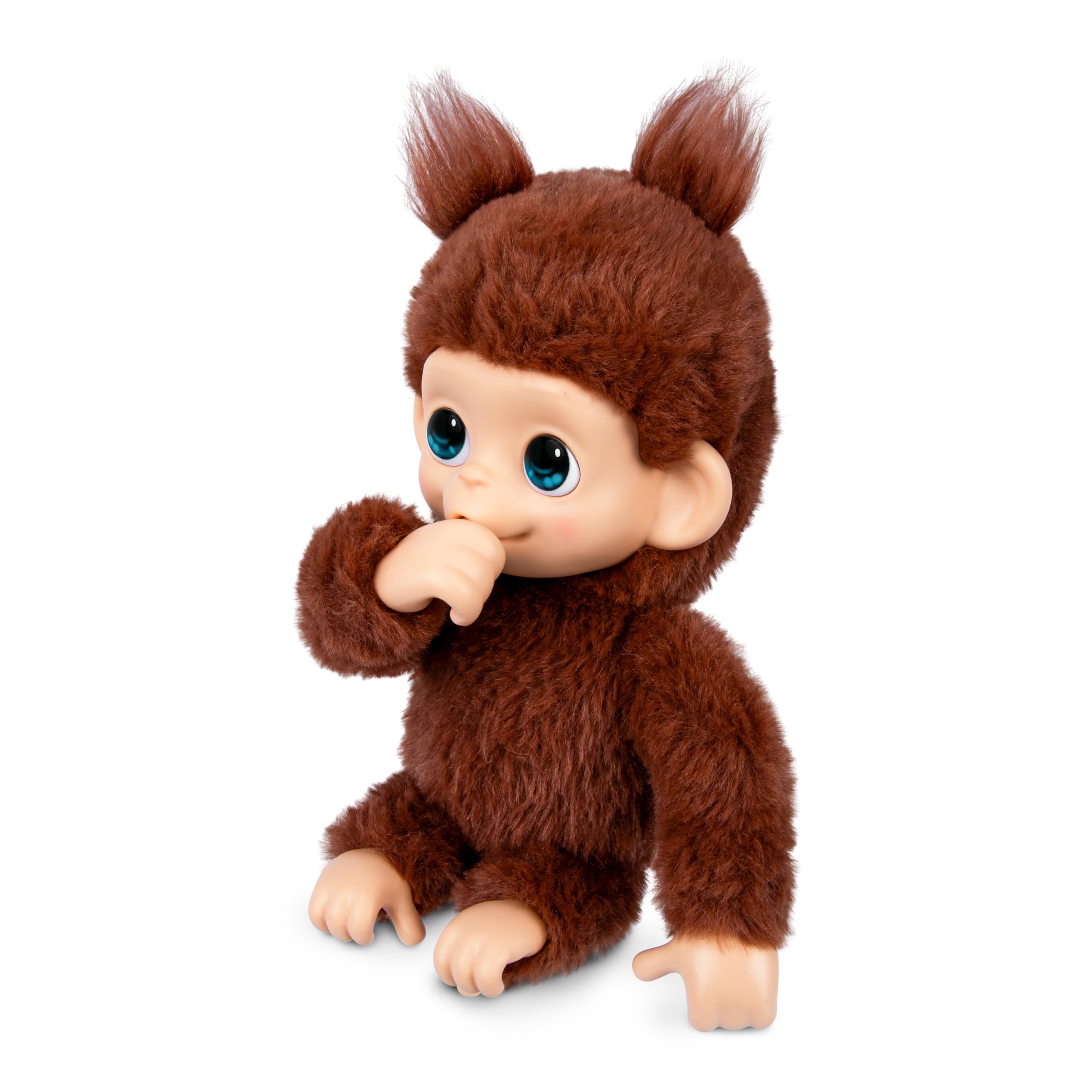 Little Live Pets Baby Monkey Minis – interaktiver Plüschaffe Chikki Cherry mit über 20 realistischen Geräuschen & Reaktionen, 18,8 cm, weiches braunes Fell und griffige Hände & Füße, sammle alle 3