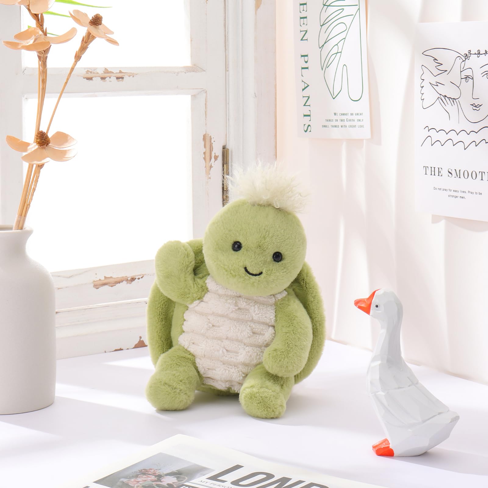 Apricot Lamb Clever Turtle Manman Meerestier Plüschtiere für Kinder, weiche niedliche Kuscheltier für Baby Mädchen und Jungen, Flauschige Turtle Schildkröte Grün 16 cm