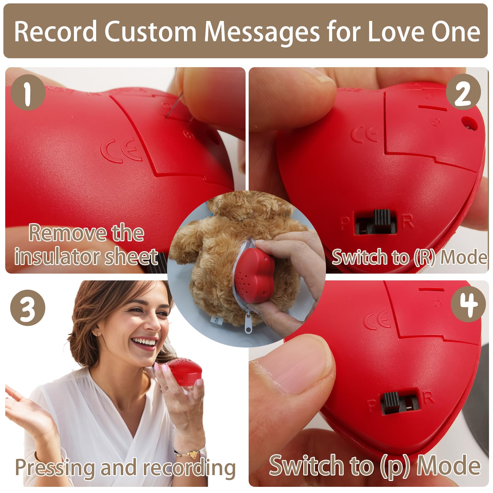 MeterBear Personalisierter Teddybär mit Aufzeichnung für Frauen Männer, Personalisierte Plüschbär mit Schleife mit Foto+Text als Geschenk für Weihnachten Valentinstag (26cm-Foto+Text)